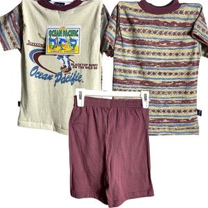 🆕 Vintage Ocean Pacific Boys Shirt Shorts Set